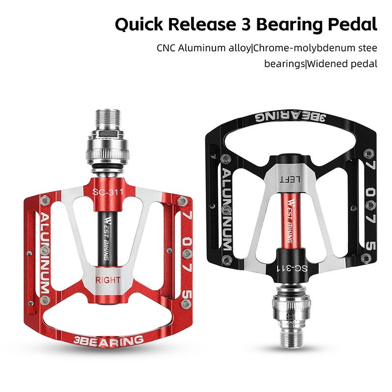 WEST BIKING Quick Release Bicycle Pedals 3 Sealed Bearing Aluminum Bike Pedals