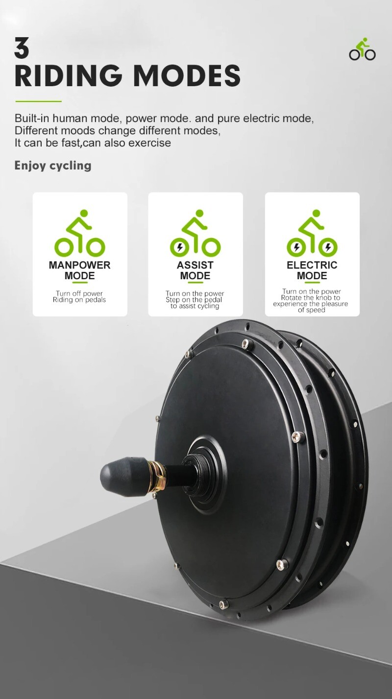 Mountain E-bike Conversion Kit 48V 1500W Brushless Gearless Rear Hub Motor Wheel