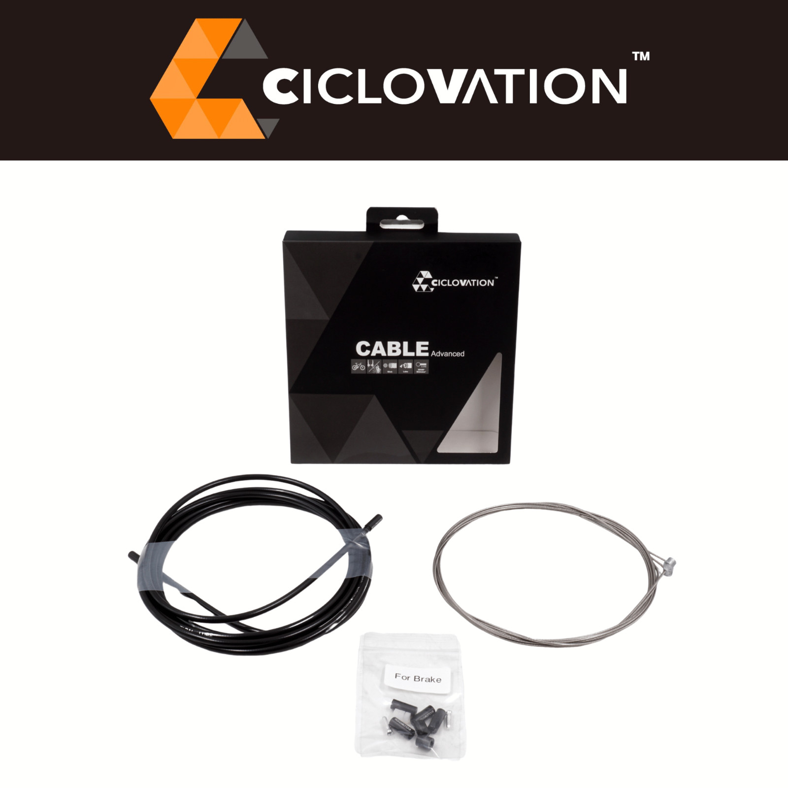 Ciclovation Advanced MTB & Hybrid Bike Brake Cable& Black Housing Set Lubricated