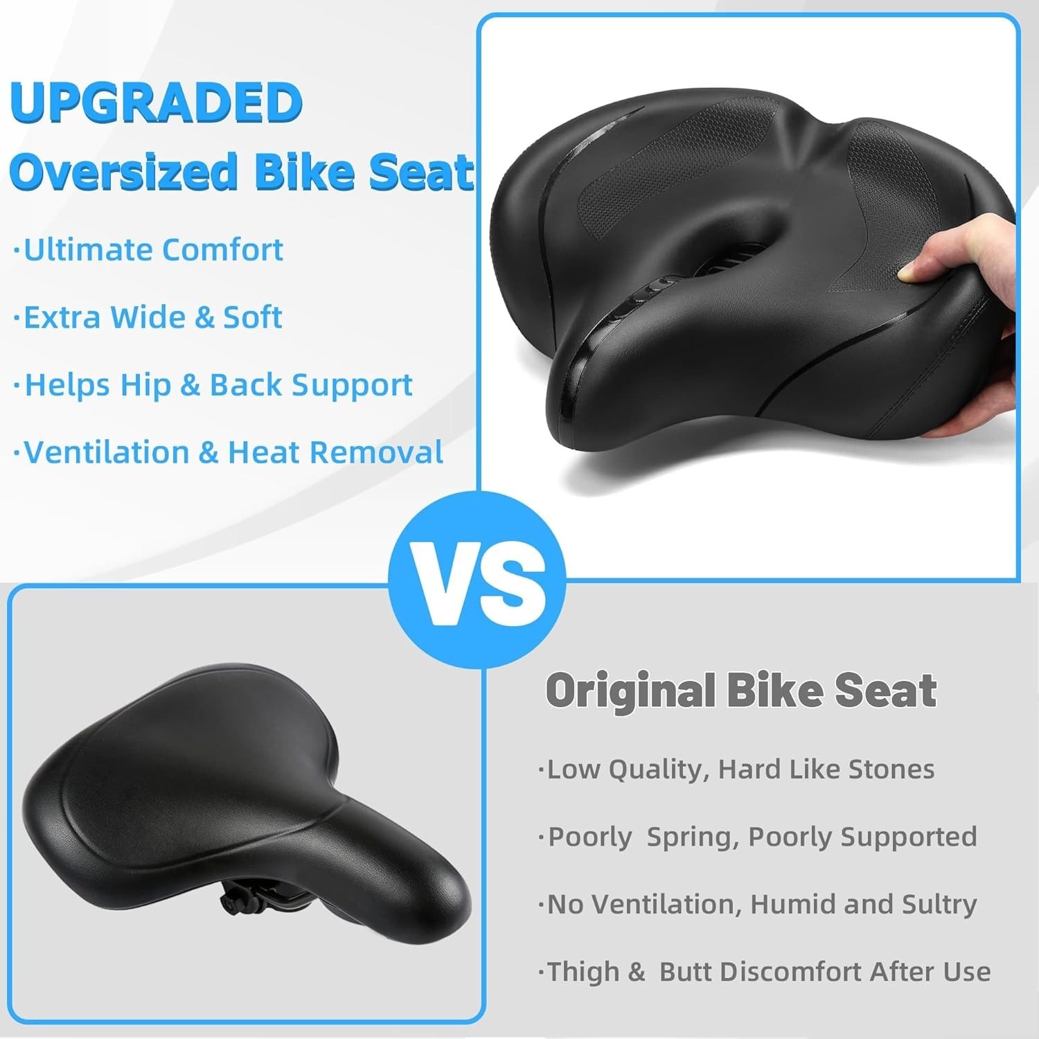 .CDYWD Oversized Comfort Bike Seat 12×13 Inch Black