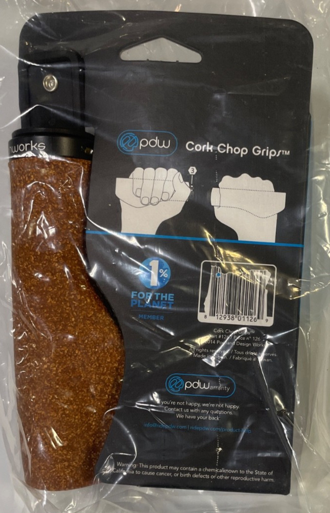 PDW Cork Chop Cork and Rubber Compound Ergo Grips, Natural