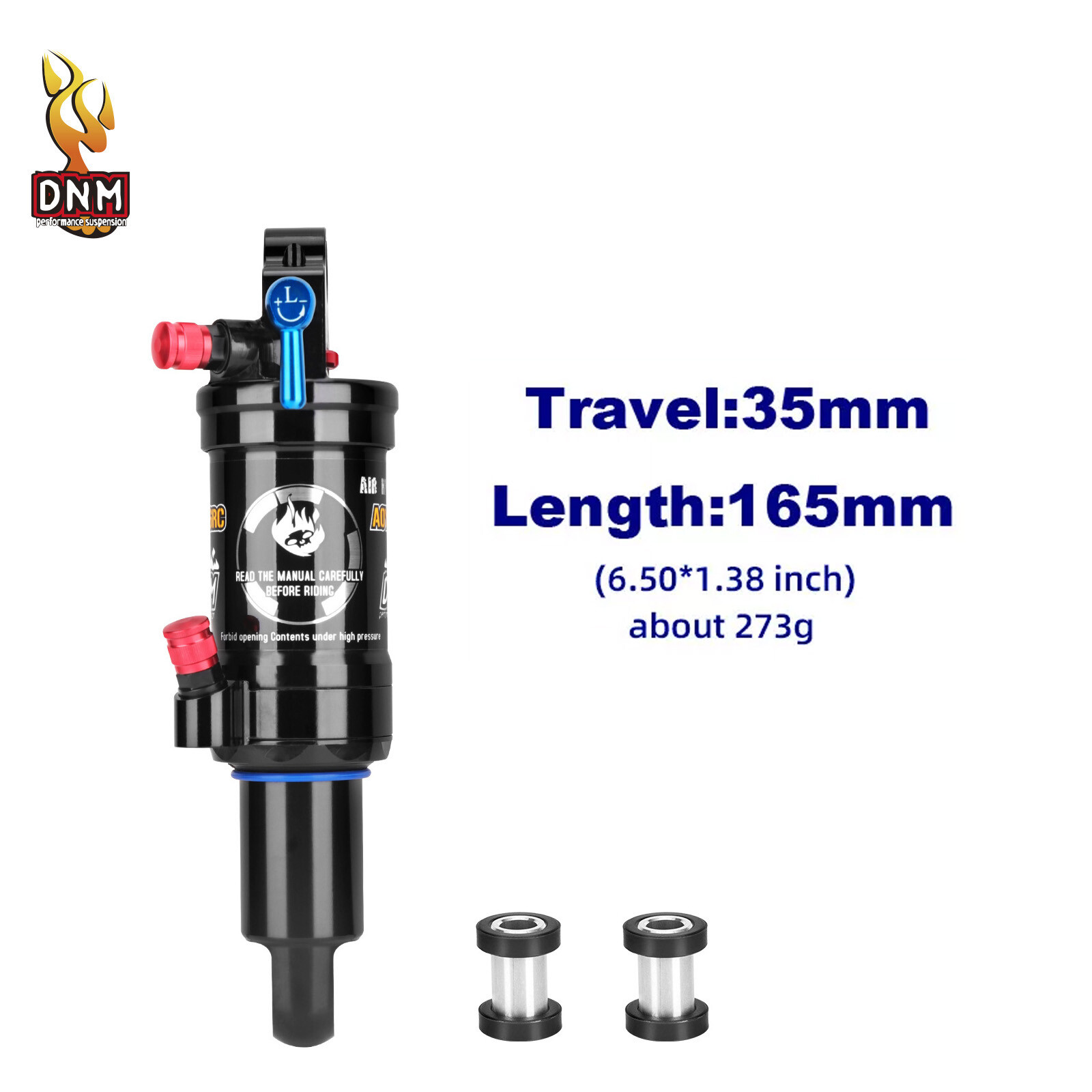 DNM Dual Air Shock Mountain Bike Bicycle Suspension Rear Shock 165/190/200mm MTB