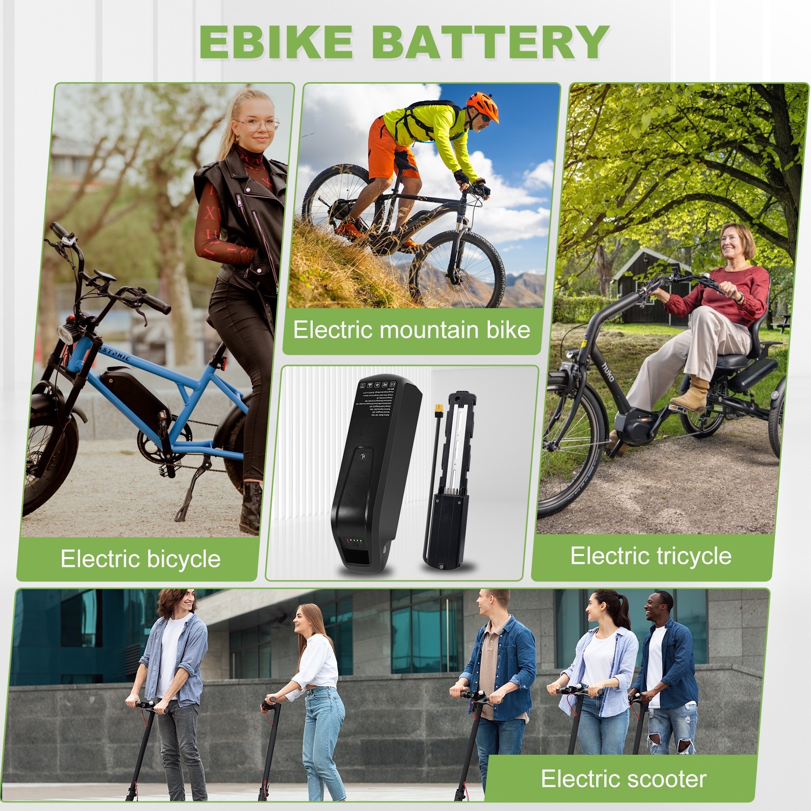 4Pin 52V 36V 48V 10Ah/15Ah/20Ah Ebike Lithium Battery for 200W-2000W Motor 40A