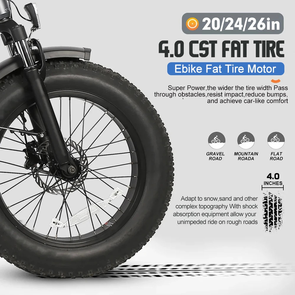 Ebike Conversion Kit 2000W 48V Rear Rotate Hub Motor Wheel 20/24/26Inch 4.0 Tire