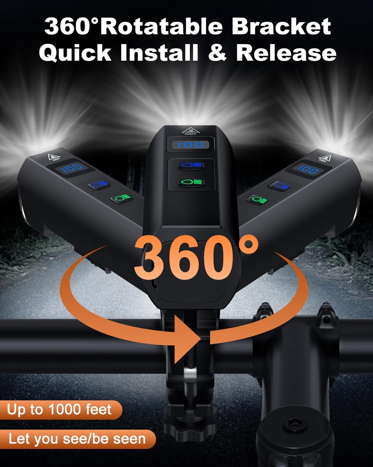 2026 New Bike Lights for Night Riding, 5000mAH Rechargeable Bicycle Lights Fr…