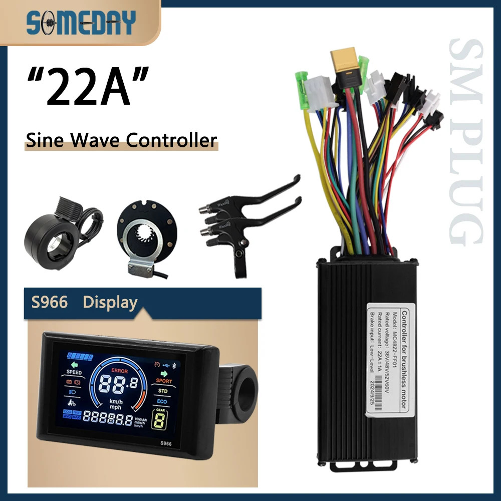 E-bike 3 Mode Sine Wave Controller 36V/48V 17A 22A 26A 30A 40A 45A SM Plug