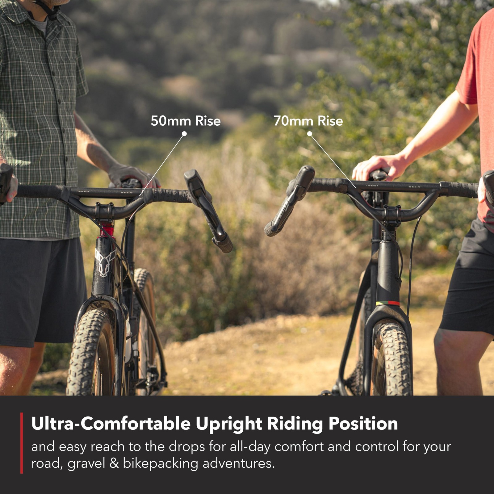 REDSHIFT Top Shelf Handlebar with 70mm of Rise, 53cm width for Road, Gravel, …