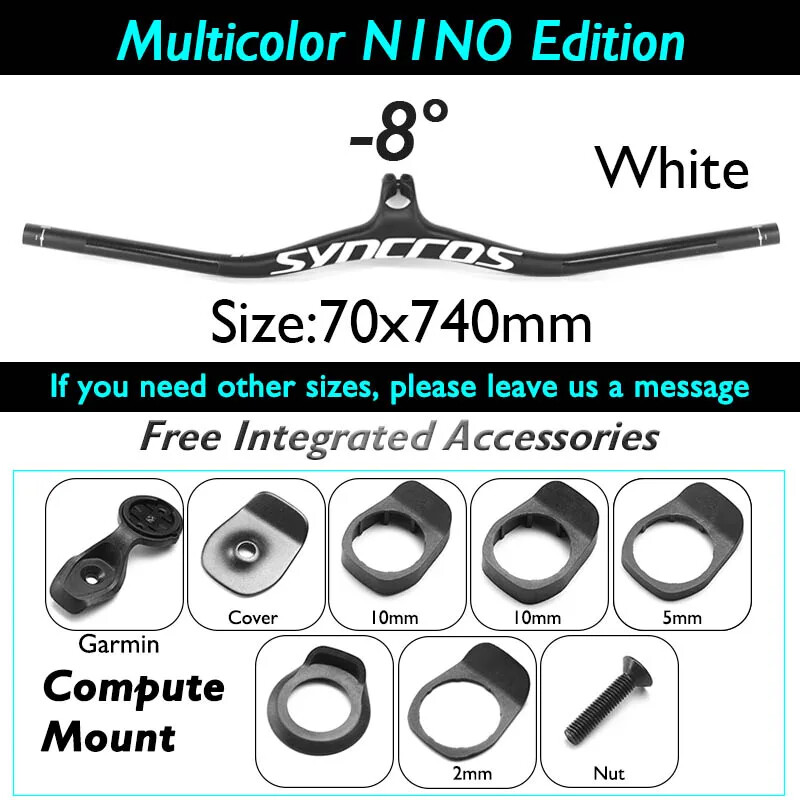 -8 -17 -25 Degree Carbon Fiber Mountain Bike Integrated Handlebar 70*740mm