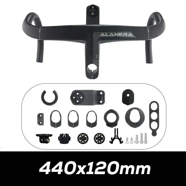 380-440mm Carbon Road Bike Internal Wiring Integrated Bar with Comput Holder