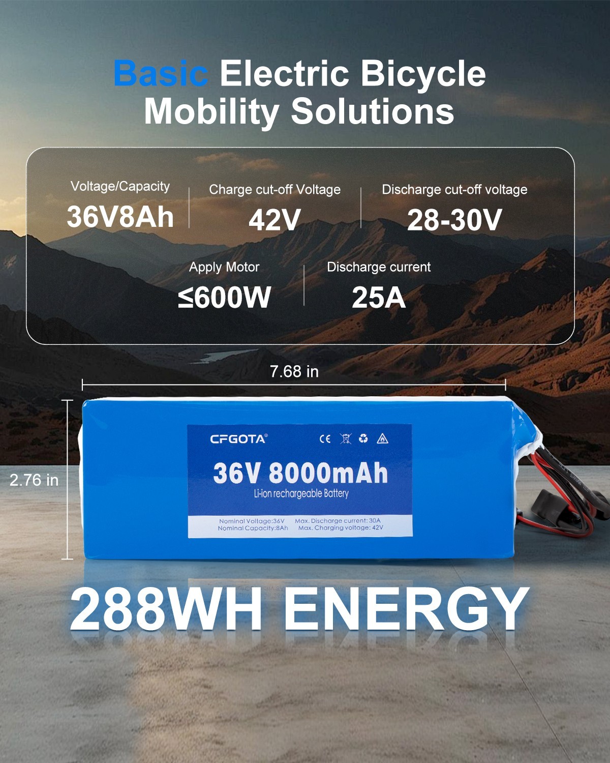 36V 8Ah Rechargeable Lithium Battery Pack for Electric Bicycle 36V System