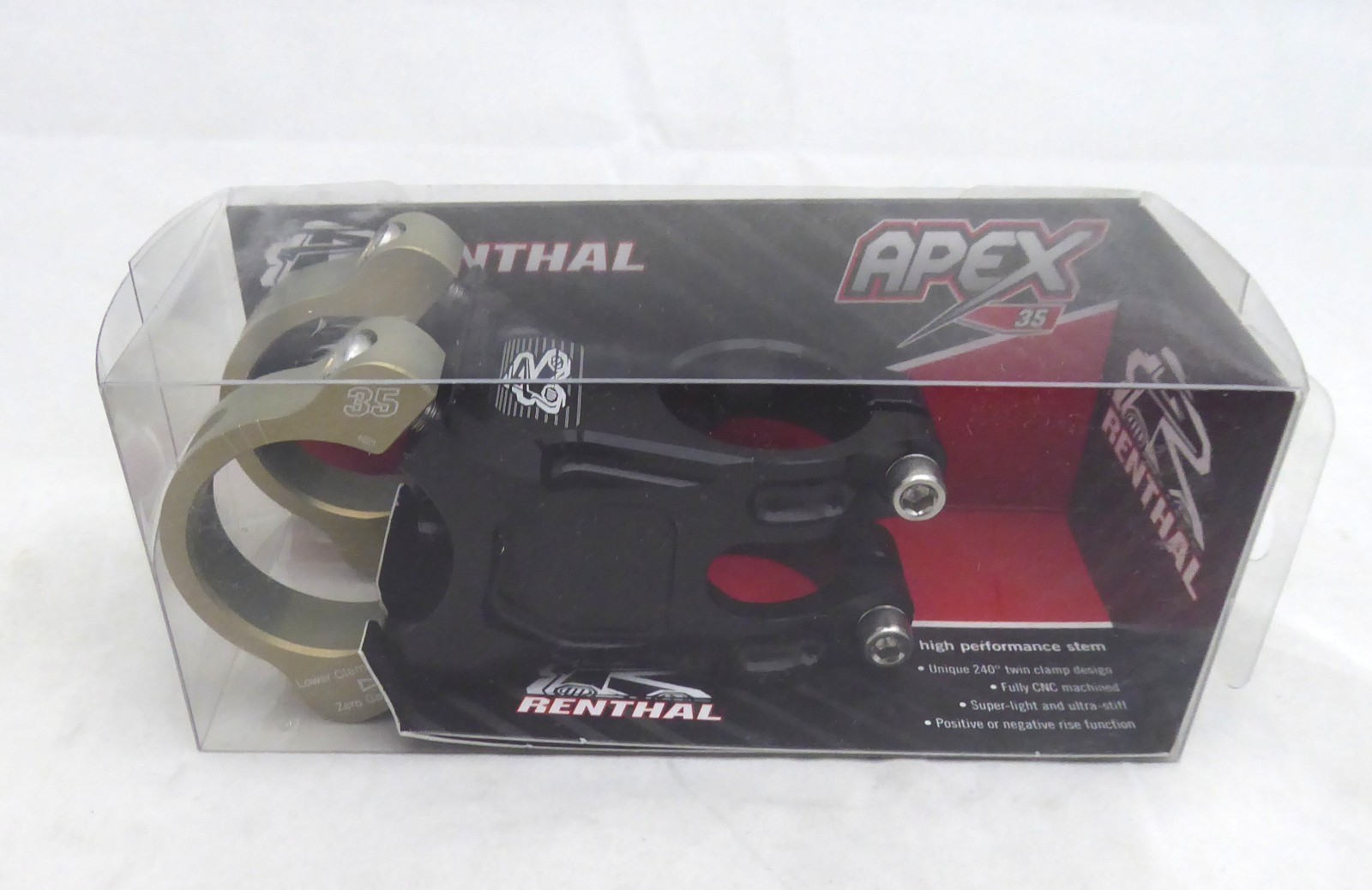 Renthal Apex 35 Stem – 60mm, 35 Clamp, +/-6, 1 1/8″, Aluminum, Black/Gold