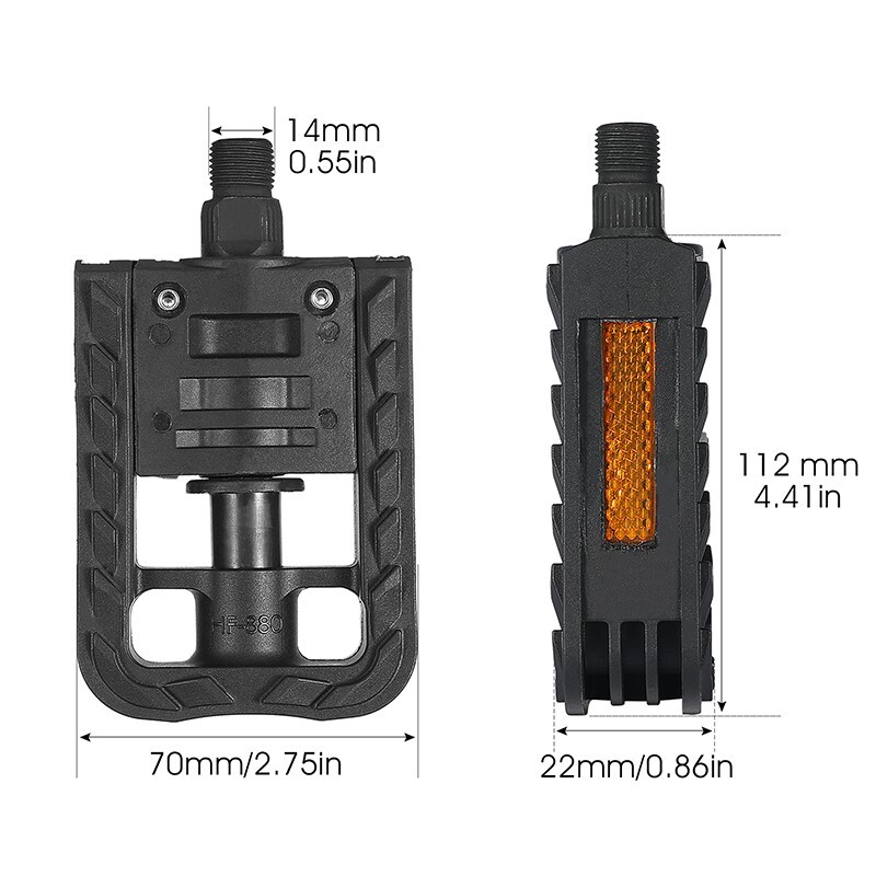 WEST BIKING Foldable Bicycle Pedals Nylon Cycling Folding Bike Pedals 9/16in