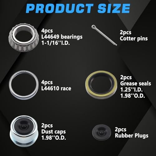 2Sets L44649 L44610 Trailer Hub Bearings Kit for 1 2 Sets L44649 Bearings Kit