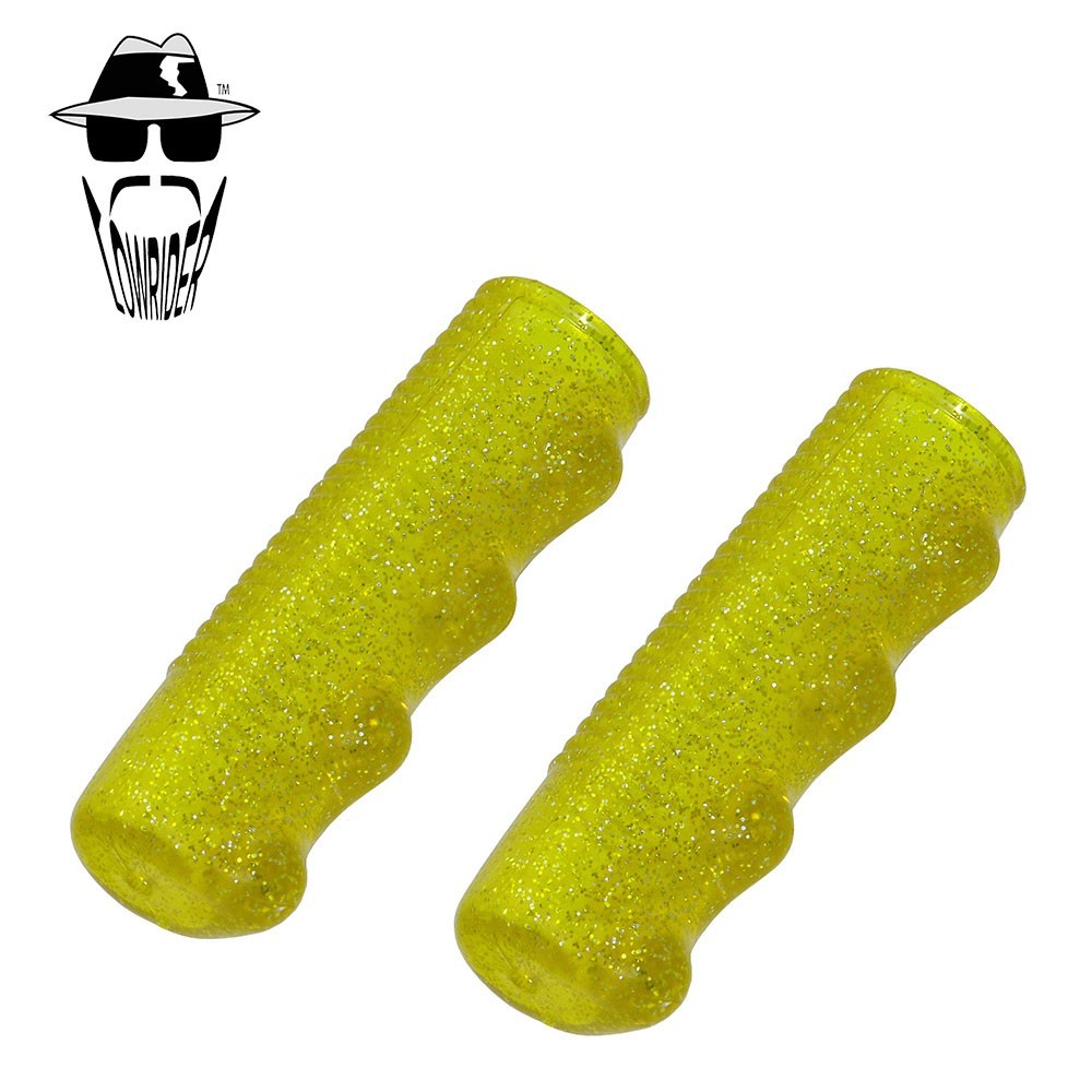 Original Lowrider Metallic Sparkle Flake Grips 7/8″ x 95mm Sparkle Yellow Pair.