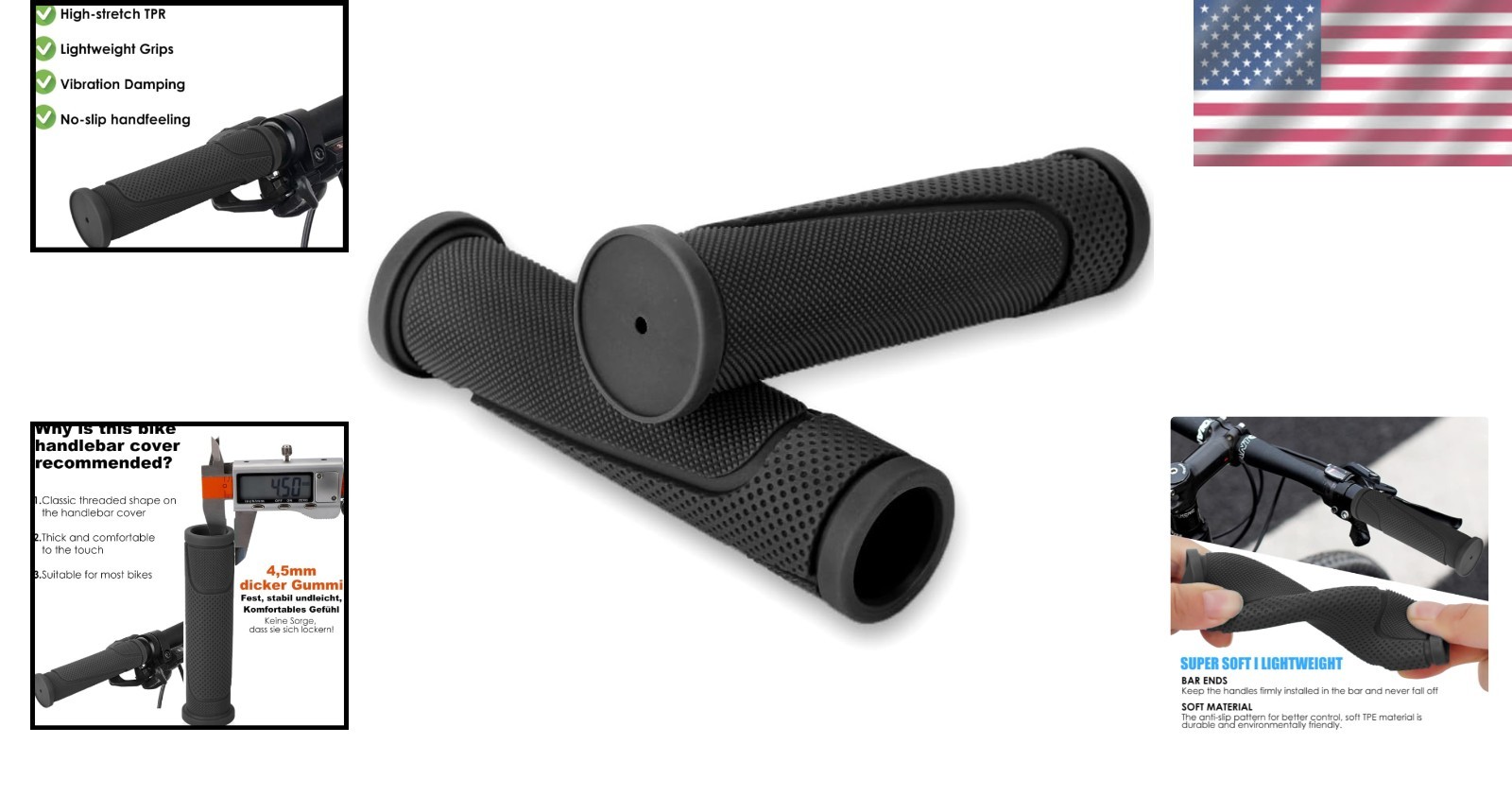 Kids and Adults 132mm No-Slip Bike Handlebar Grips | Bright Color Options