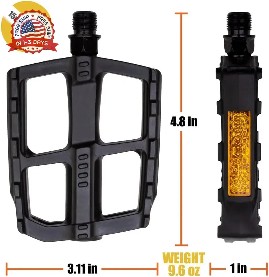 BV Bike Pedal – Universal Fit Bicycle Pedals 9/16″ Compatible, Non-Slip & Durabl