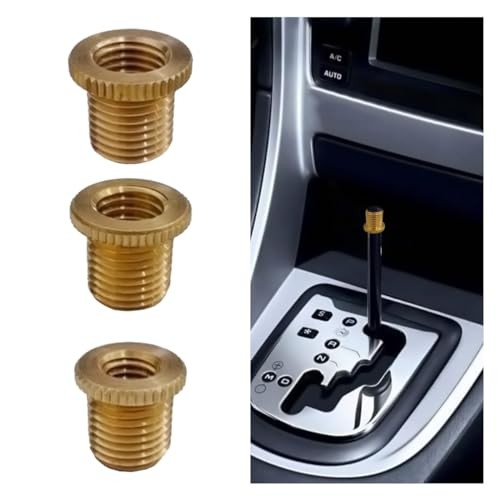3PCS Car Shift Knob Adapters, M10 x 1.25, M10 x 1.5, M8 x 1.25 Brass Thread