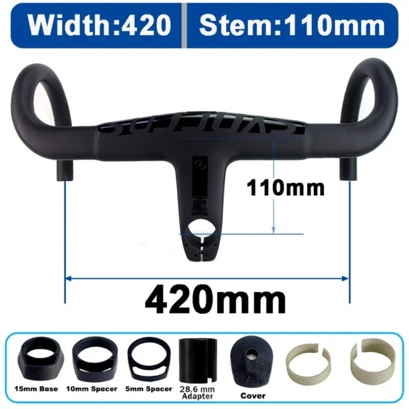 Carbon Fiber One-piece Handlebar with Stem Diameter 31.8/28.6mm Road Bike Parts