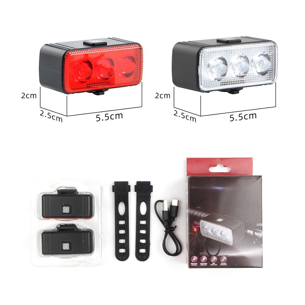 Compact Bike Light Set USB C Rechargeable Headlight Taillight for All Bikes