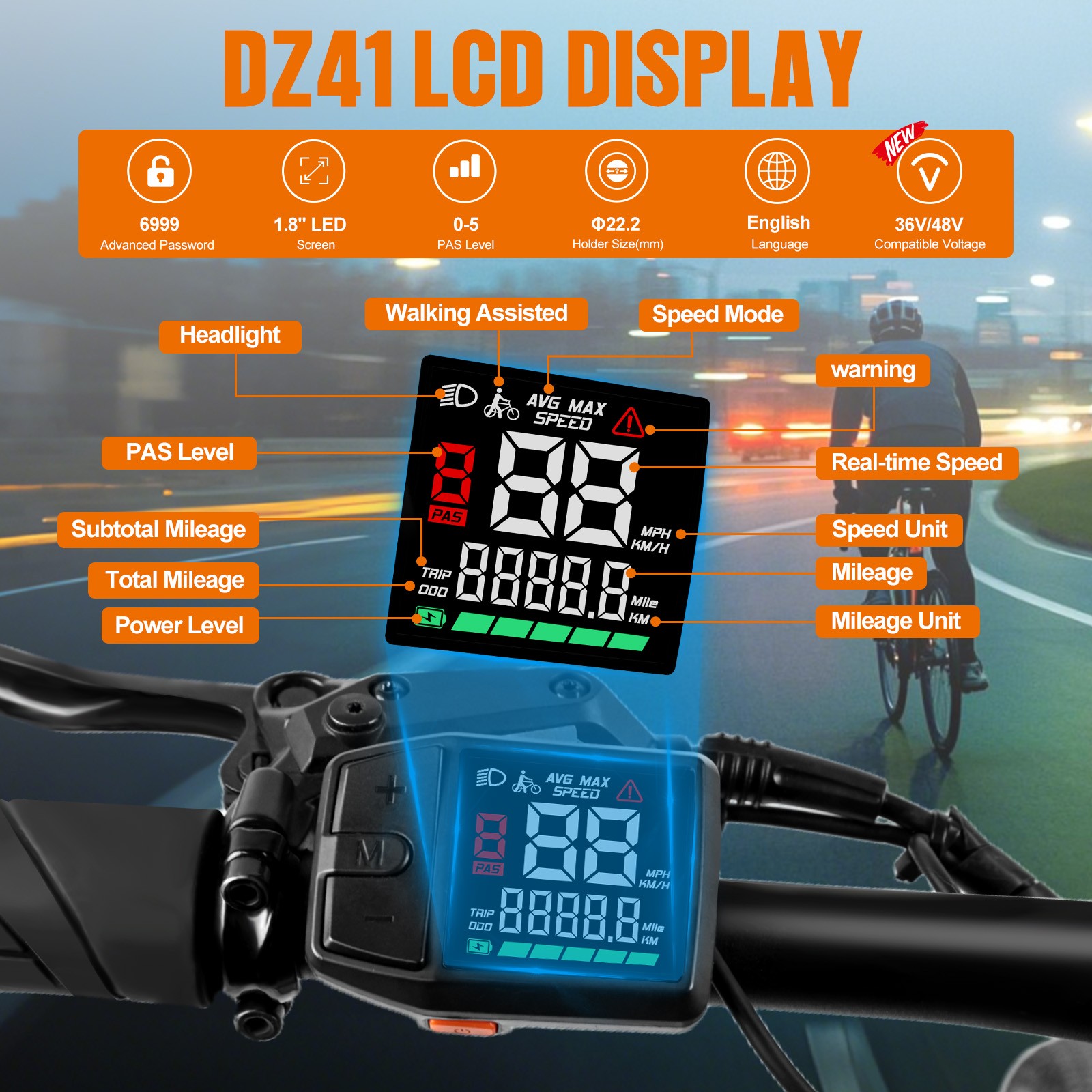 48V750W Varstrom Mid Drive Motor Kit 68-73mm EBike Conversion Kits DZ41 Display