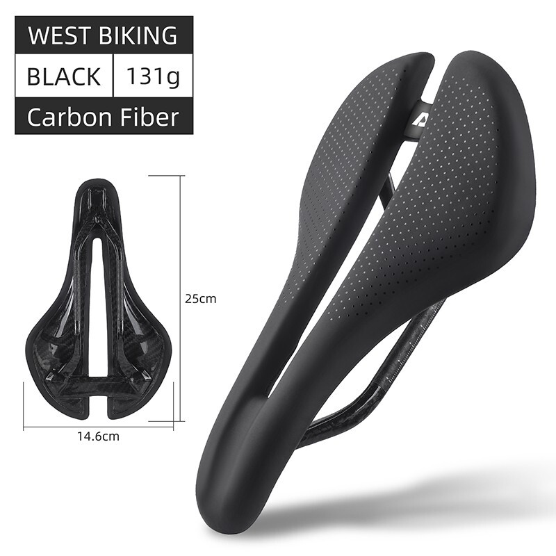 WEST BIKING Carbon Fiber Bicycle Saddle Hollow Short Nose Road Bike Seat Saddle