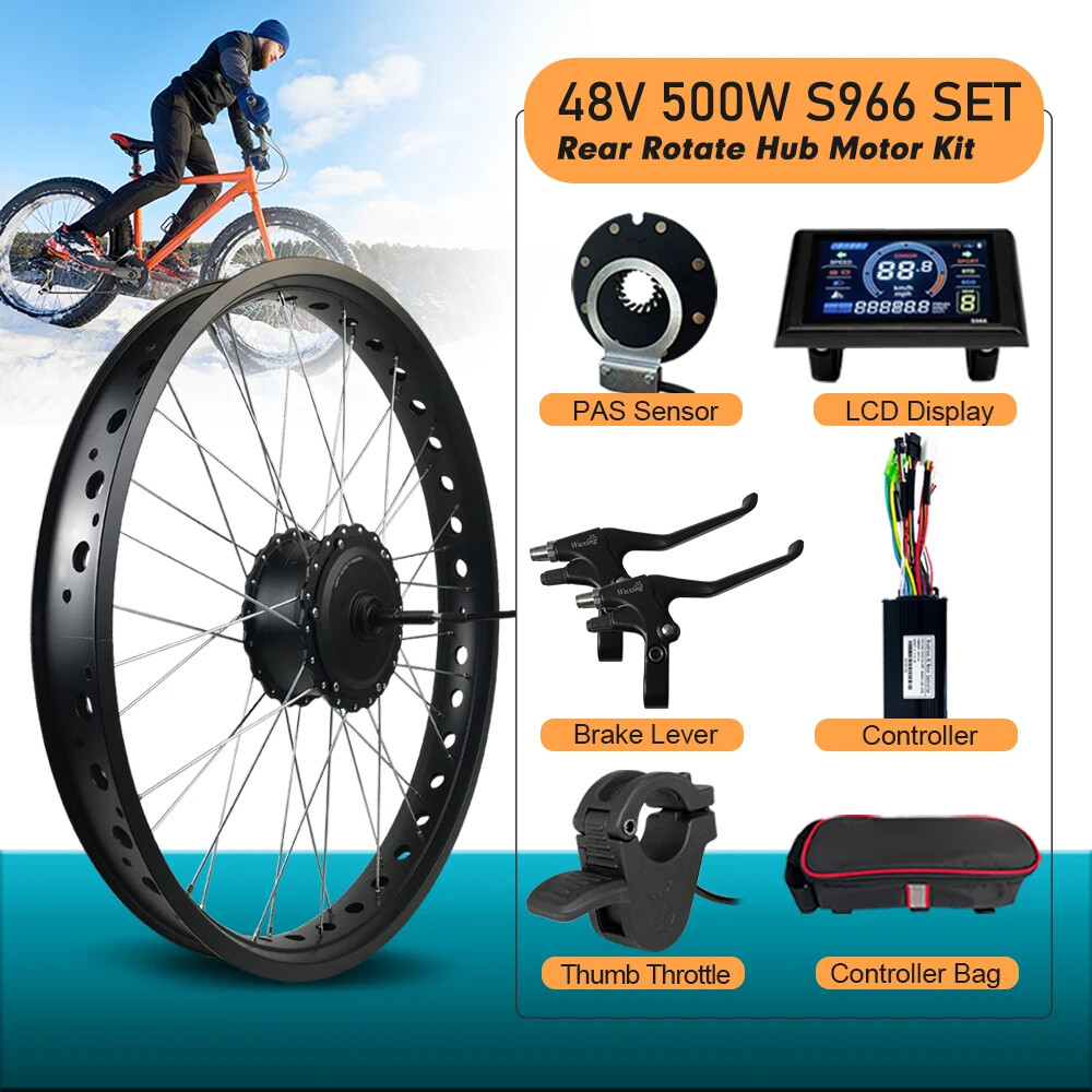 20 24 26In 500W Snow Fat Electric Bicycle Rear Motor Wheel Drive Kit 170/190mm