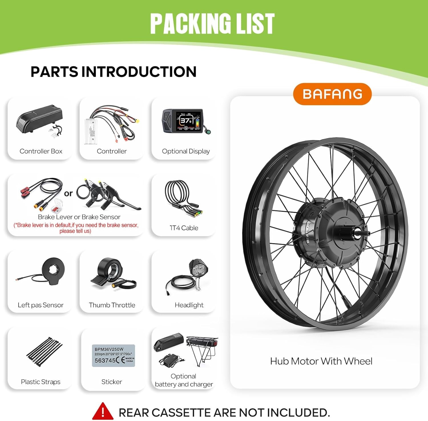 48V1000W Bafang Rear 20» 26″ Wheel Hub Motor DIY Fat Tire Ebike Conversion Kits
