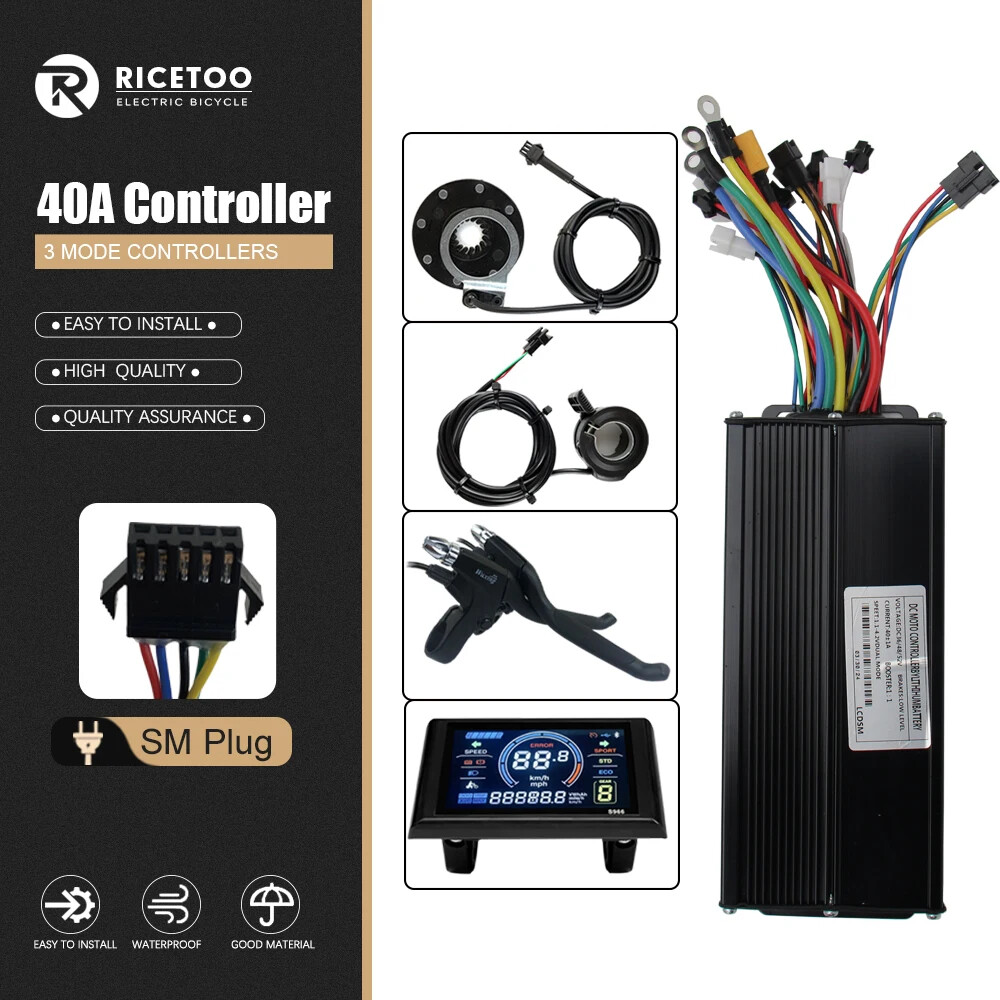 3-mode Sine Wave E-bike Brushless Controller 36V 48V 17A/26A/30A/40A 250W-2000W
