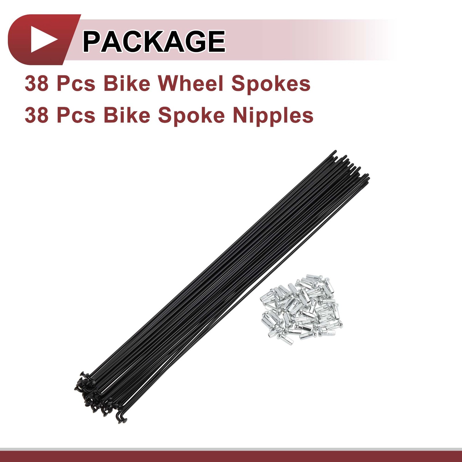 38 Set 14G Bicycle Spoke 275mm Bike Wheel Spoke Carbon Steel Black