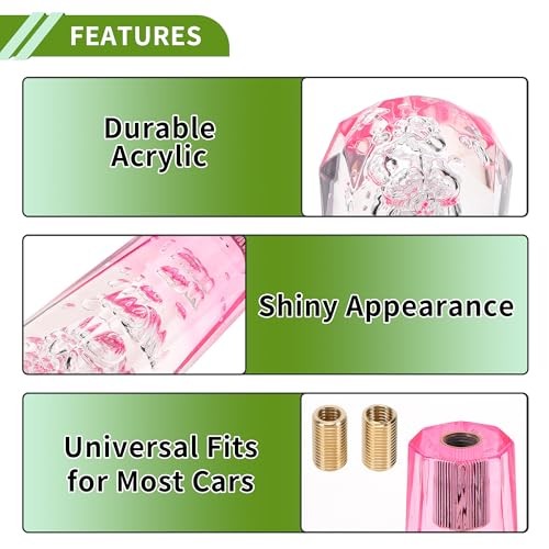 Diamond Two-tone Crystal Shift Knob Gear Shifter Knob Acrylic Stick Pink