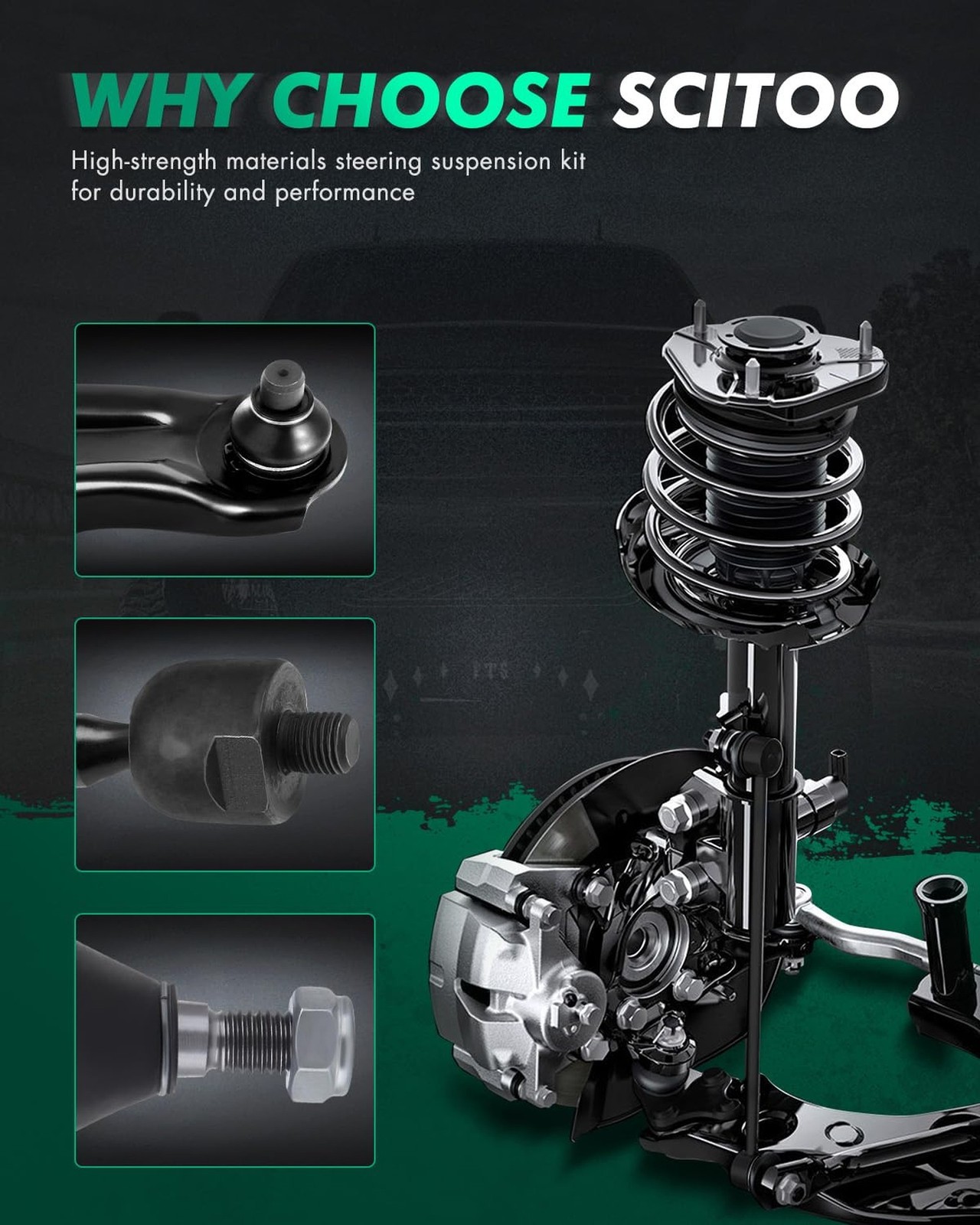 SCITOO 8pcs Front Suspension Kit Lower Control Arm And Ball Joints Outer Inne…