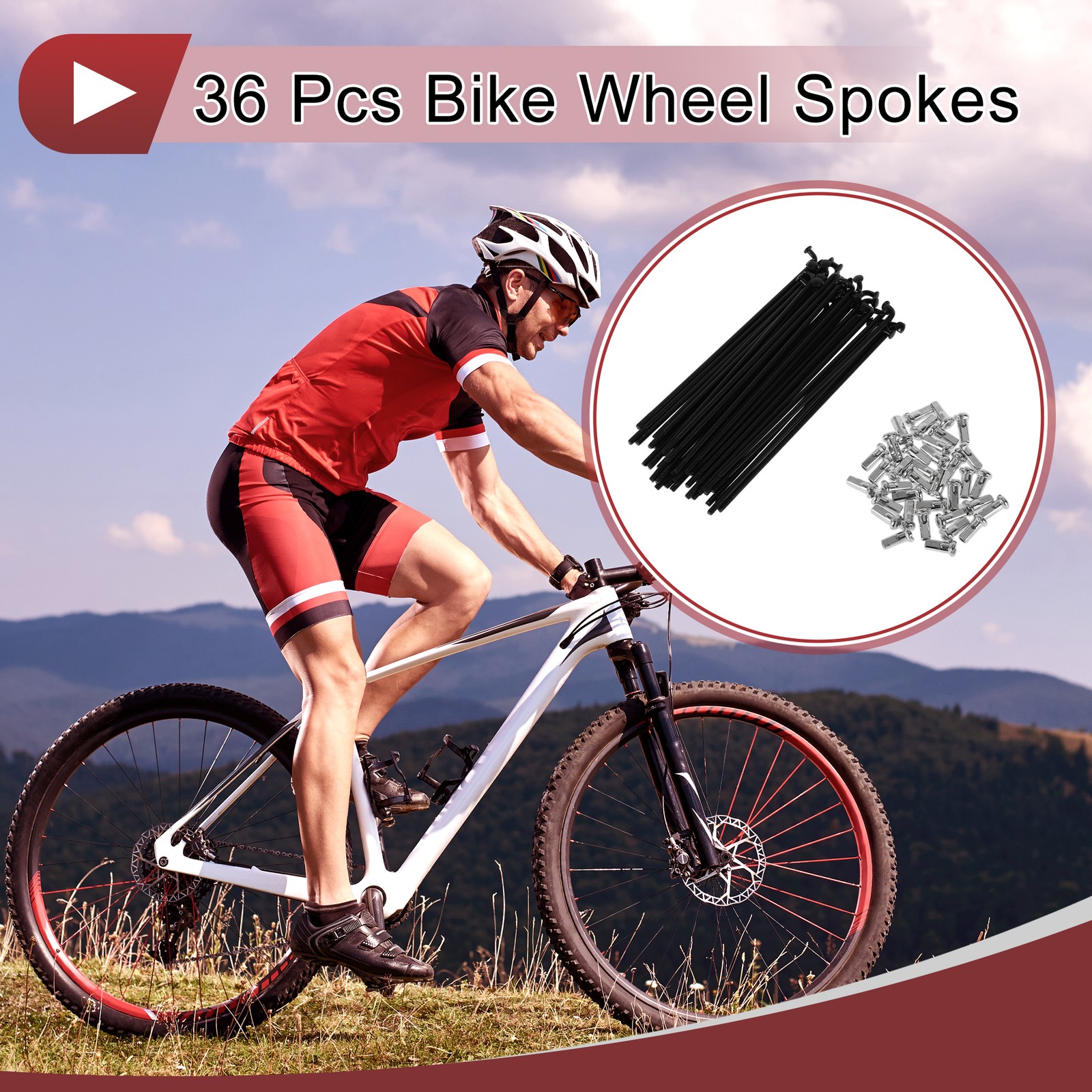 36 Set 12G Bicycle Spokes 114mm Bike Wheel Spokes 45 Steel Black