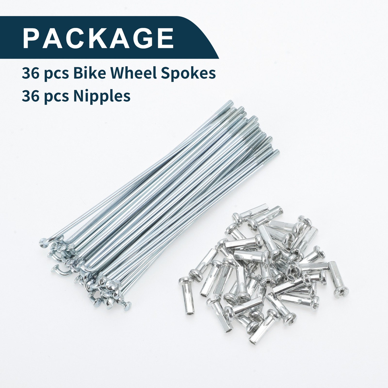 1 Set 14G 74mm Length Bicycle Spokes Nipple Carbon Steel Galvanized Universal
