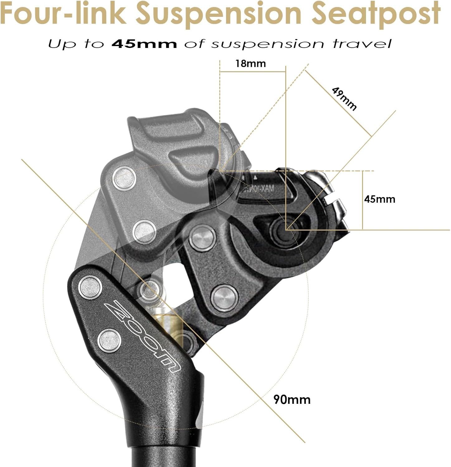 Zoom SP442 Adjustable Bike Suspension Seatpost for Heavy Riders, 27.2/30.9/31.6m
