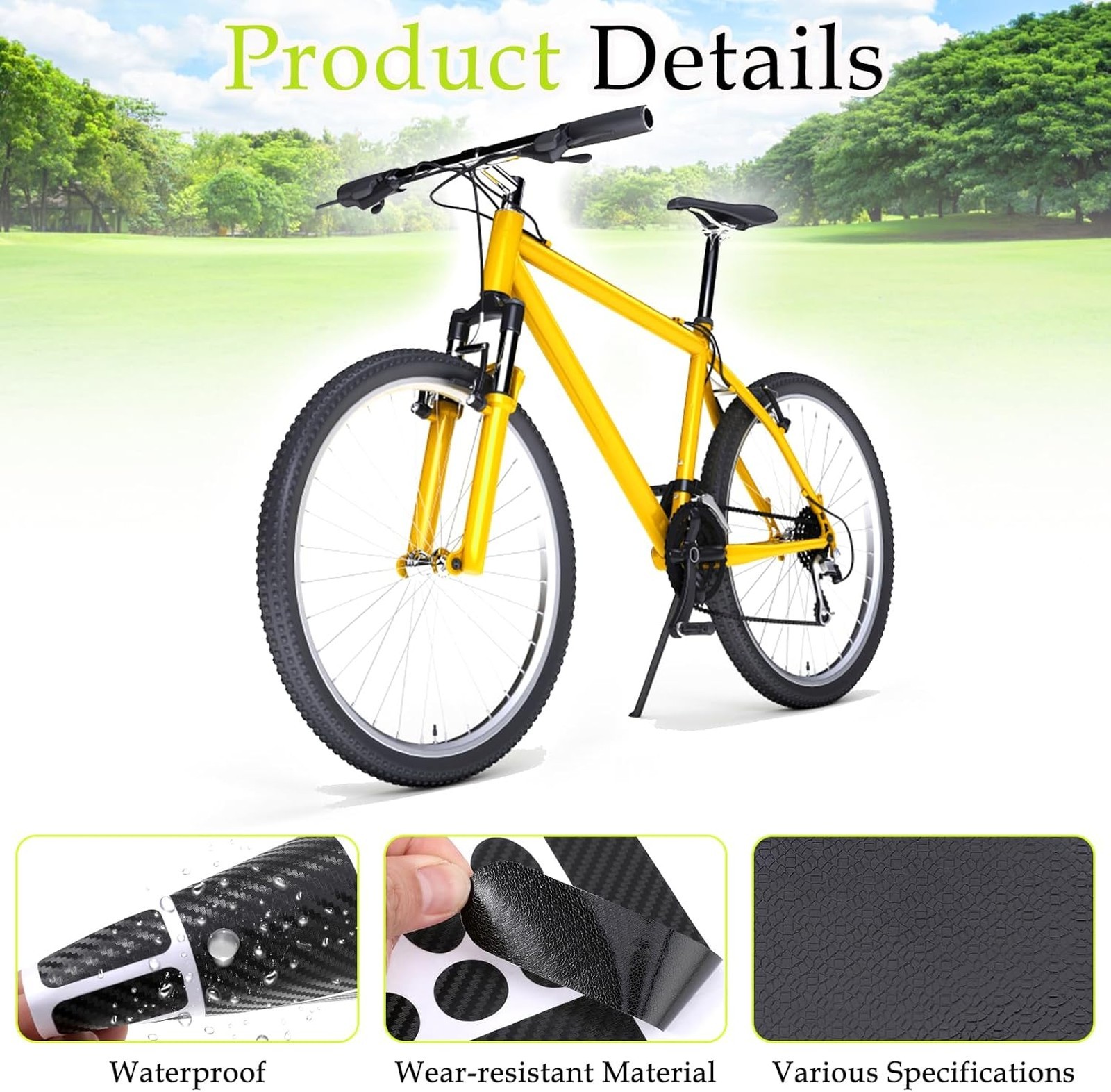 3 Pieces Bicycle Chainstay Protector Decal PVC Frame Guard Adhesive Protection