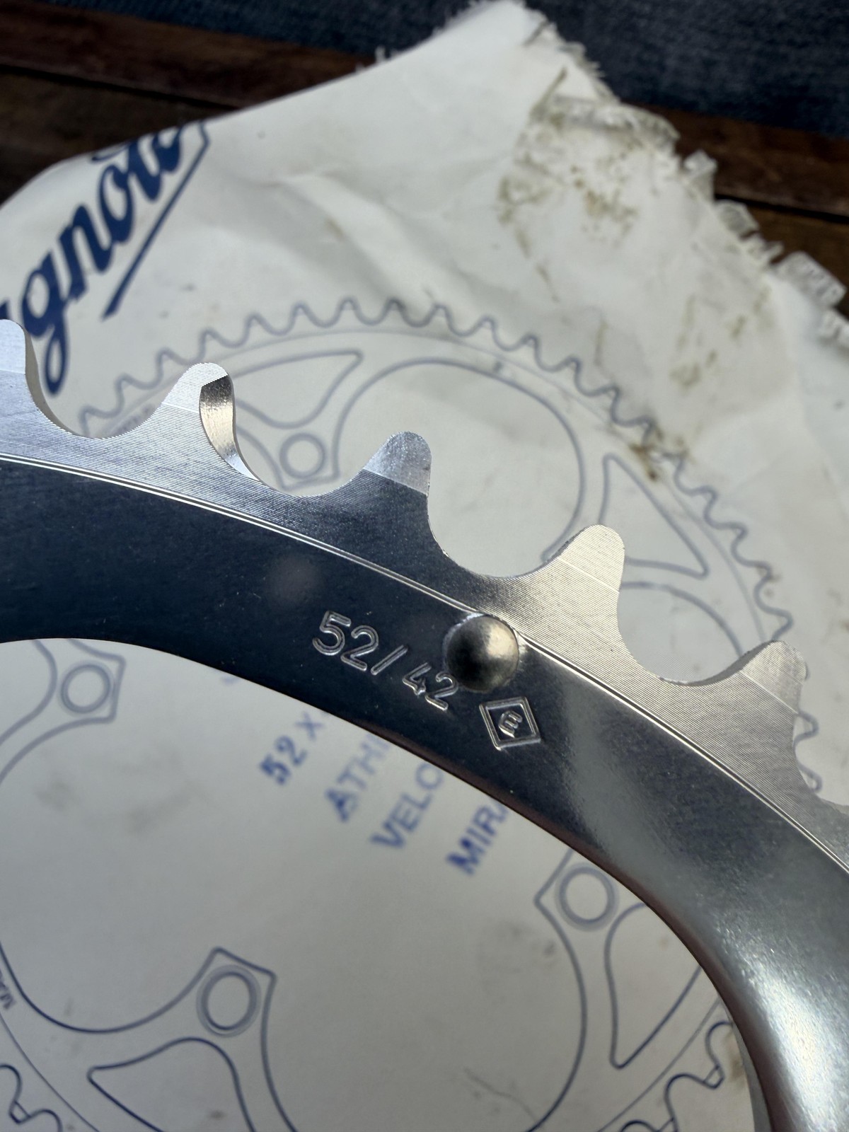 Vintage Campagnolo 52T Chainring 135 BCD NOS 5-Arm Silver Italy Athena Veloce