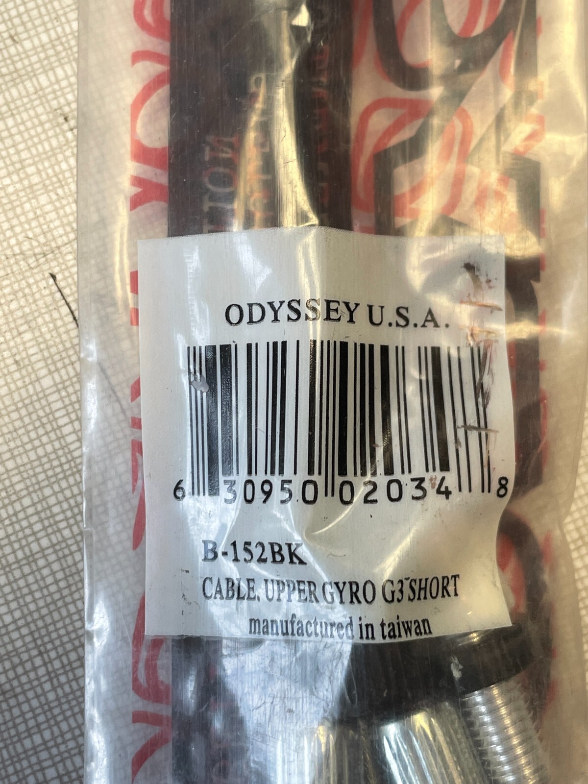 NOS Odyssey Gyro G3 Universal Replacement Brake Cable 390mm, Black