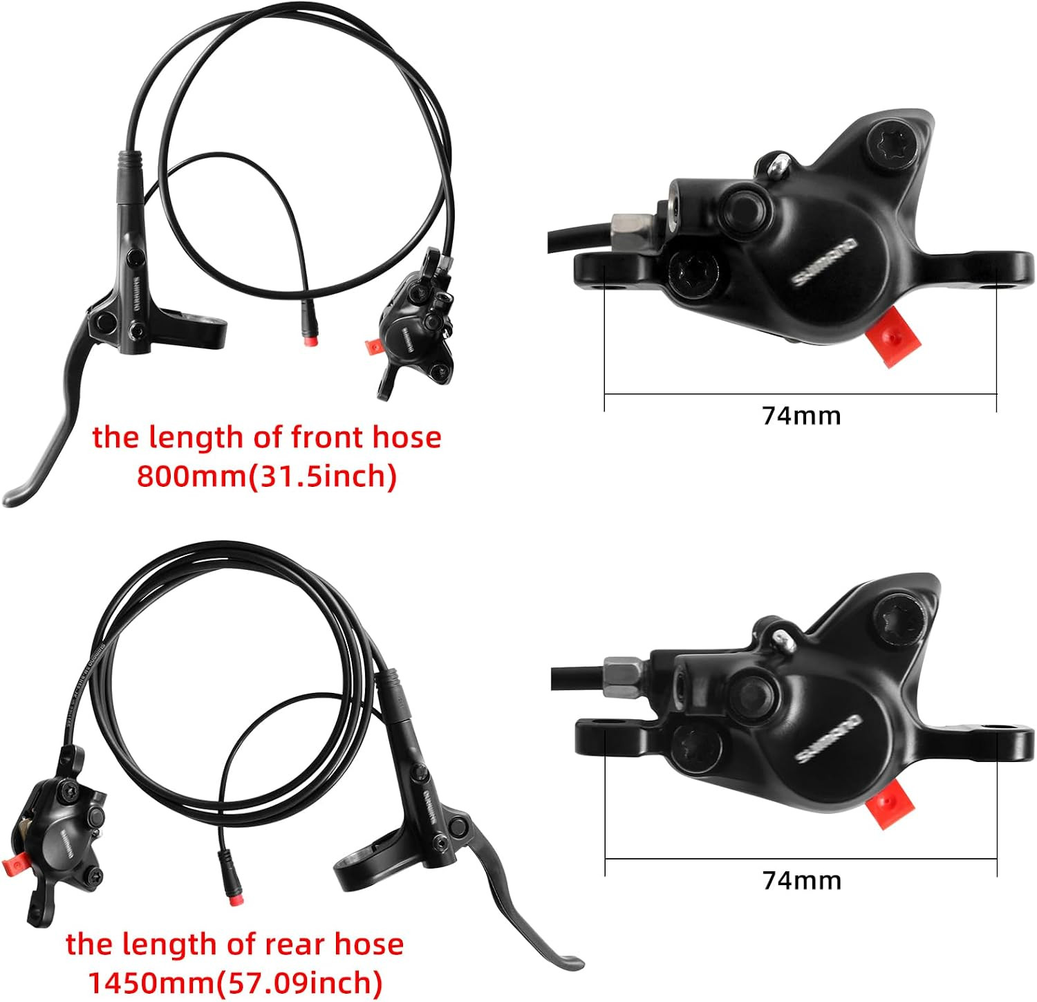 MT200 Hydraulic Brake for Ebike, 2-Pin Power-Off E-Bike Hydraulic Disc Brake Set