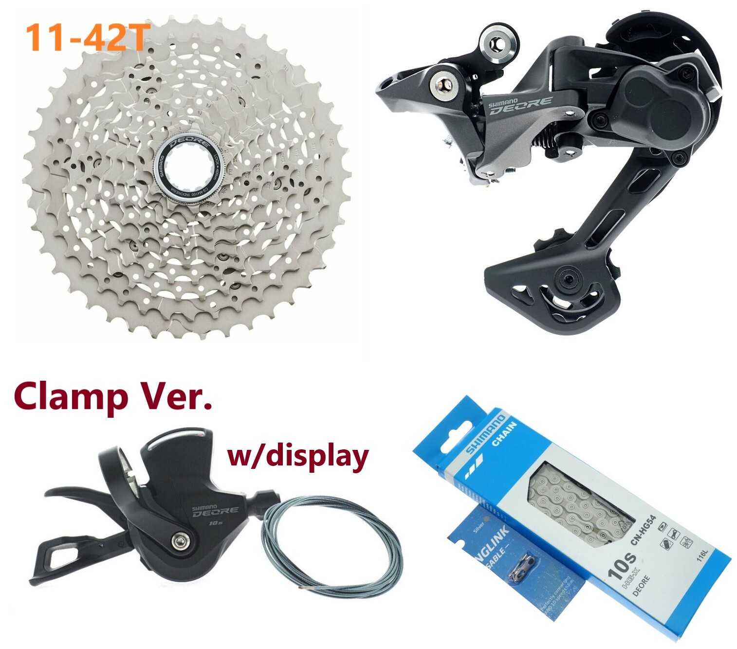 Shimano Deore 1×10 Spd SL-CS-M4100 RD-M5120 CN-HG54 4 piece Set READ