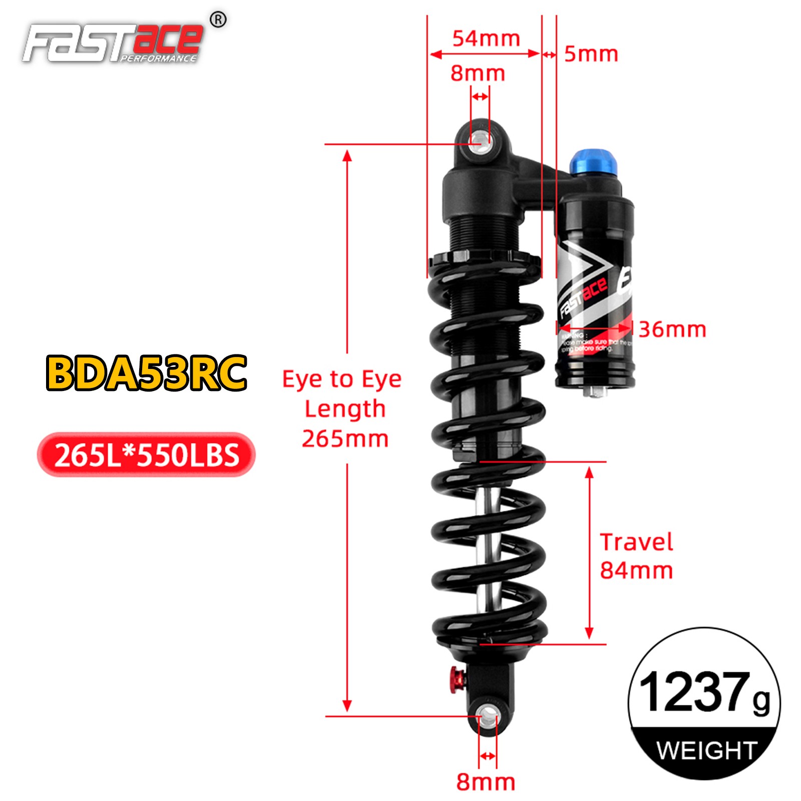 FASTace BDA53RC Rear Shock For SurRon Talaria E-Ride Pro Electric Dirt Bike MTB