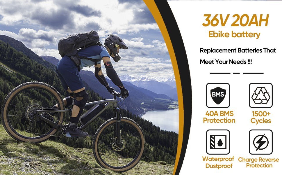 5PIN 36V/48V/52V ebike lithium battery 10Ah/15Ah/20Ah for ≤ 2000W Motors bicycle