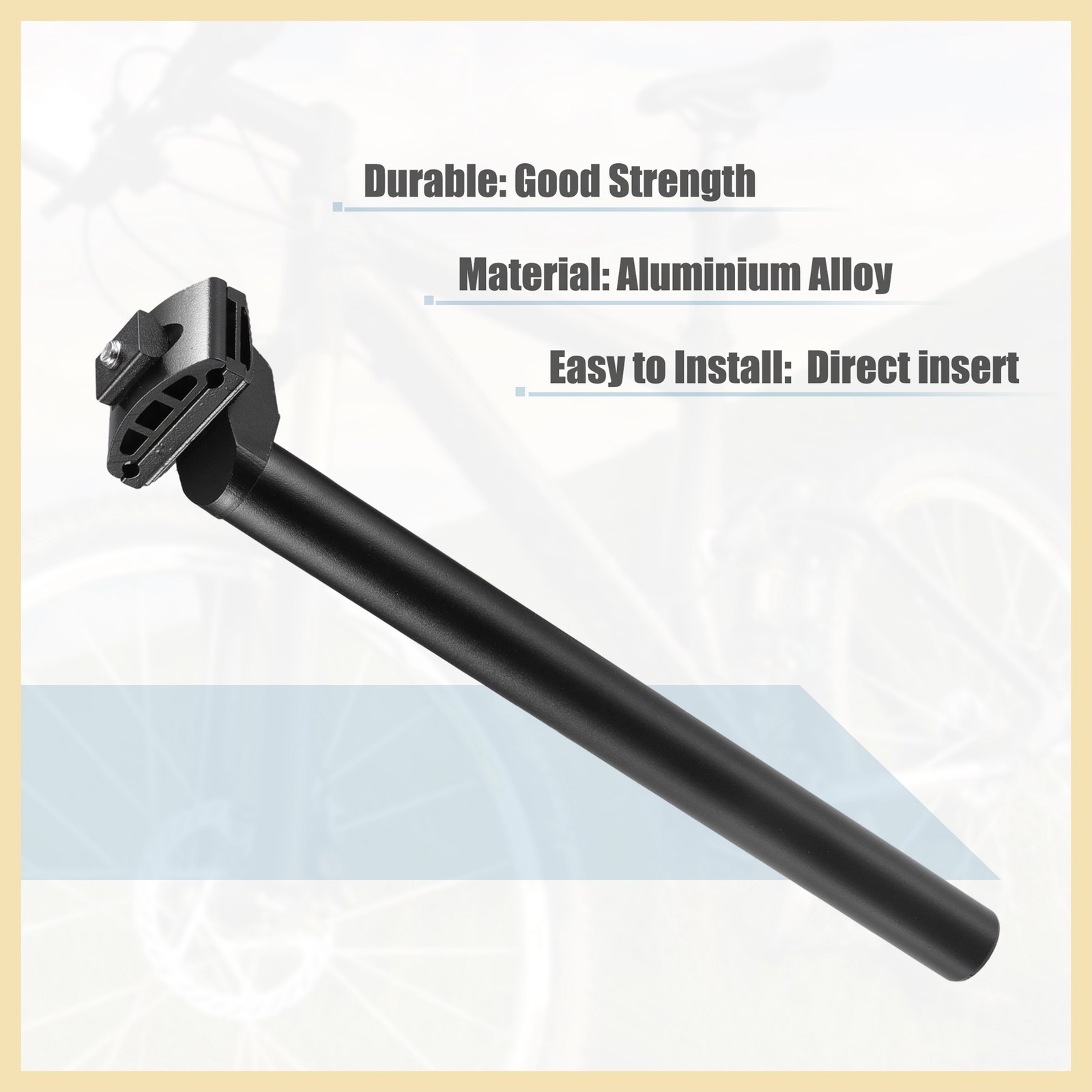 25.4x300mm Bike Seat Post Aluminum Alloy Bicycle Bike Seat Tube Mount Black New