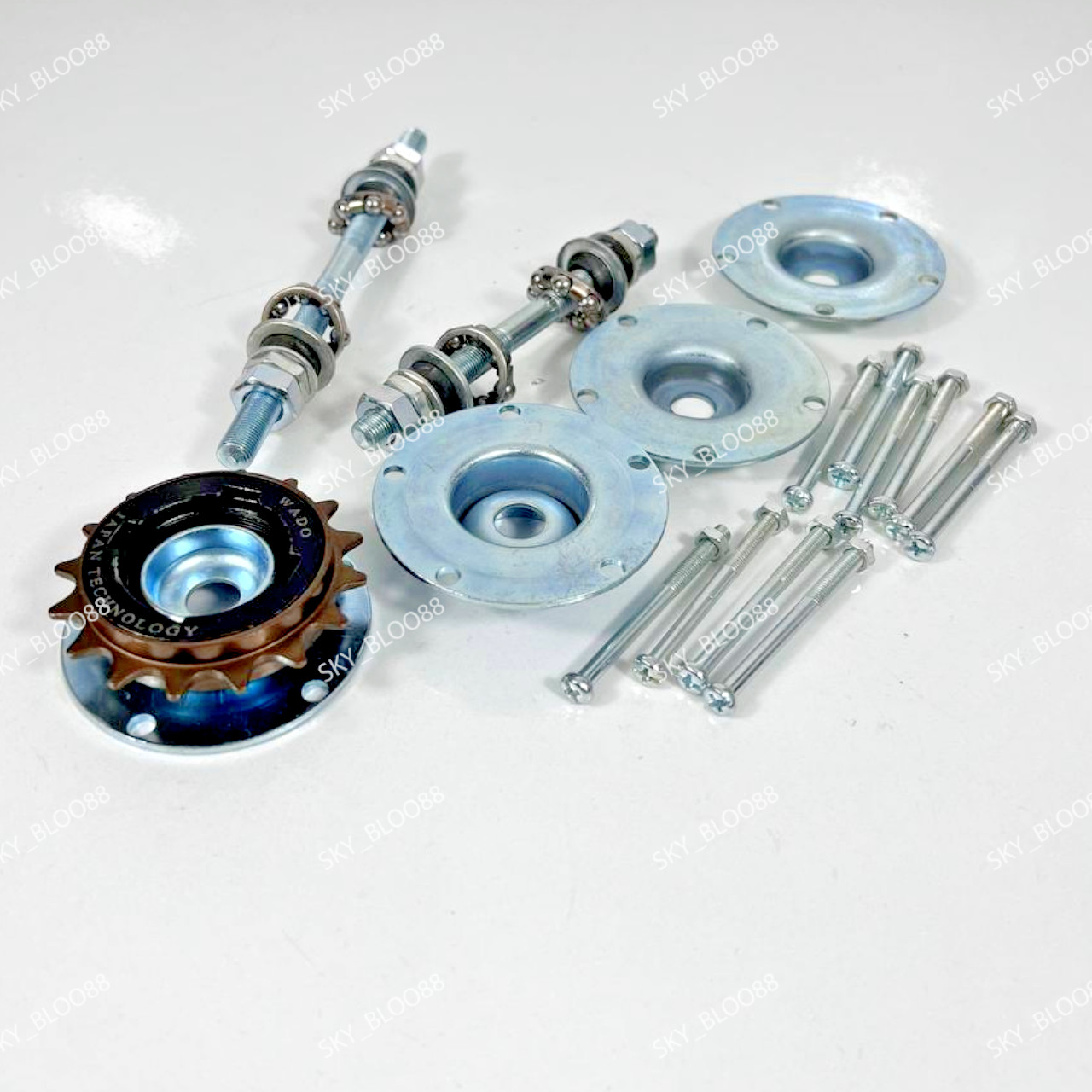 BMX Bicyle 20″ Hub Set Front And Rear PVC RIM BEARING SUB SHAFT and 16T SPROCKET