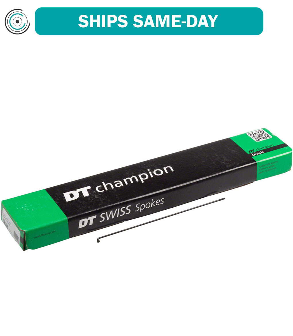 DT Swiss Champion Spoke: 2.0mm, 267mm, J-bend, Black, Box of 100 Bicycle Spokes
