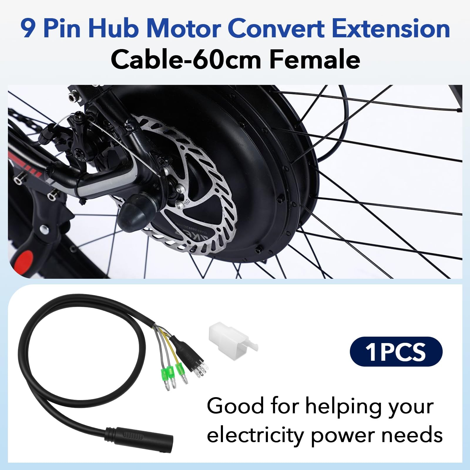 9 Pin Hub Motor Extension Cable 60CM Waterproof Connector E-Bike Conversion