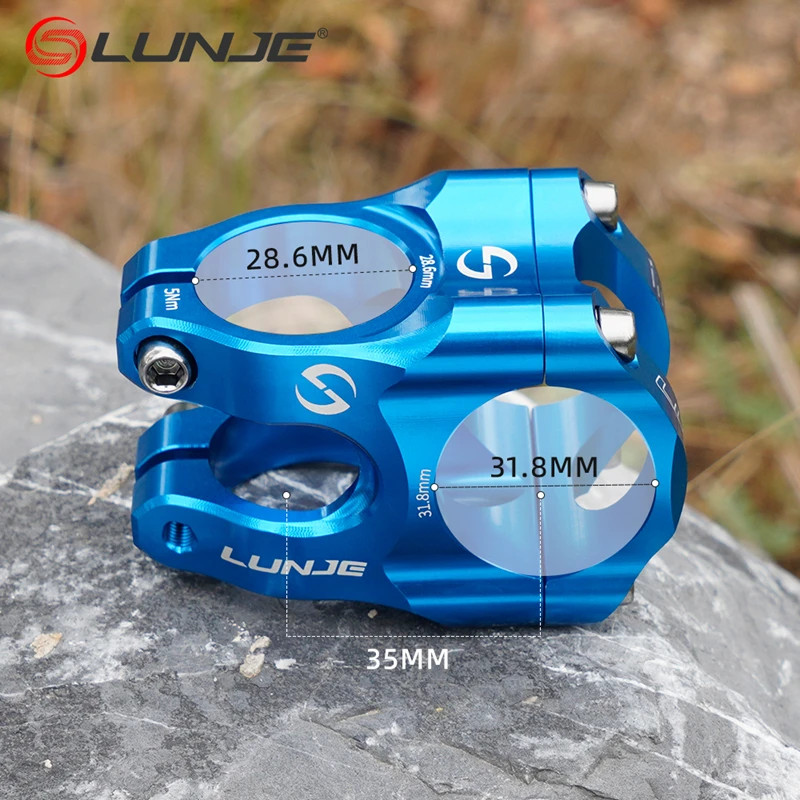 LUNJE 31.8mm MTB Bike Stem CNC Aluminum Alloy Short Handlebar Riser Road Bicycle