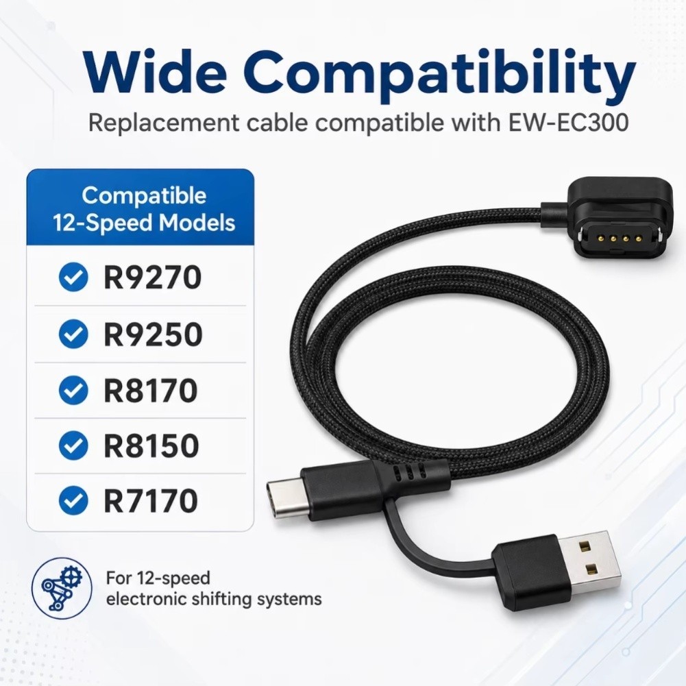 For Di2 EW EC300 12-Speed Charging Adapter with 2m Length and Dual USB