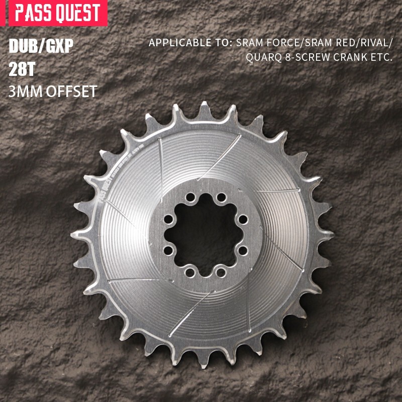 PASS QUEST Direct Mount Chainring 3MM OFFSET For 8-bolt Crank 28-38T