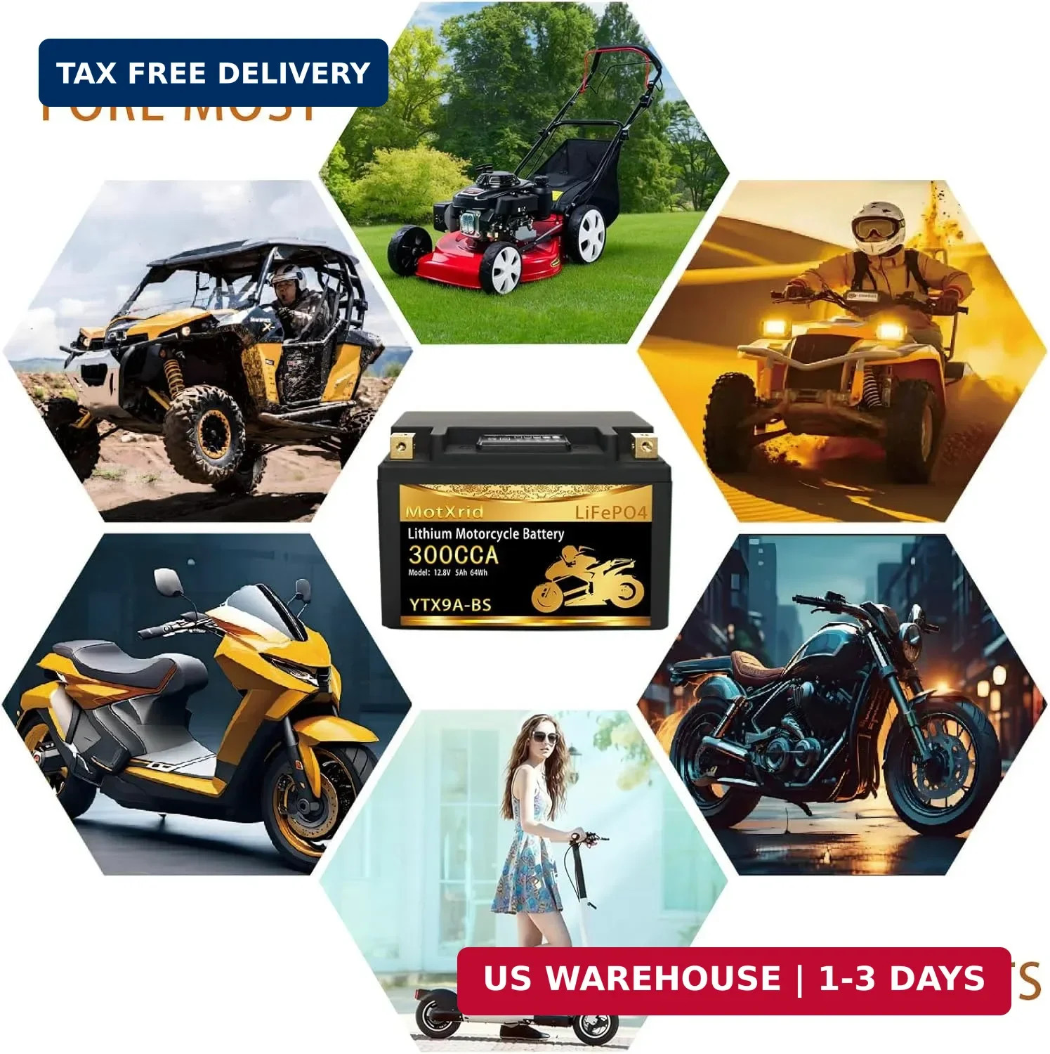 YTX9A-BS lithium motorcycle battery, good substitute for YTX7A-BS/YTX9-BS/YTZ10S