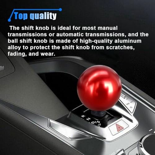 BDZMC Car Round Ball Gear Shift Knob, Aluminum Alloy Gear Shift Stick Head Red